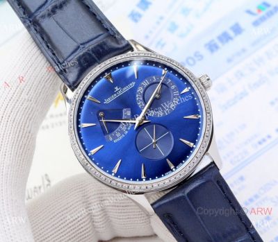 Copy Jaeger-LeCoultre Master Ultra Thin Reserve de Marche Watches Diamond Bezel Blue Dial